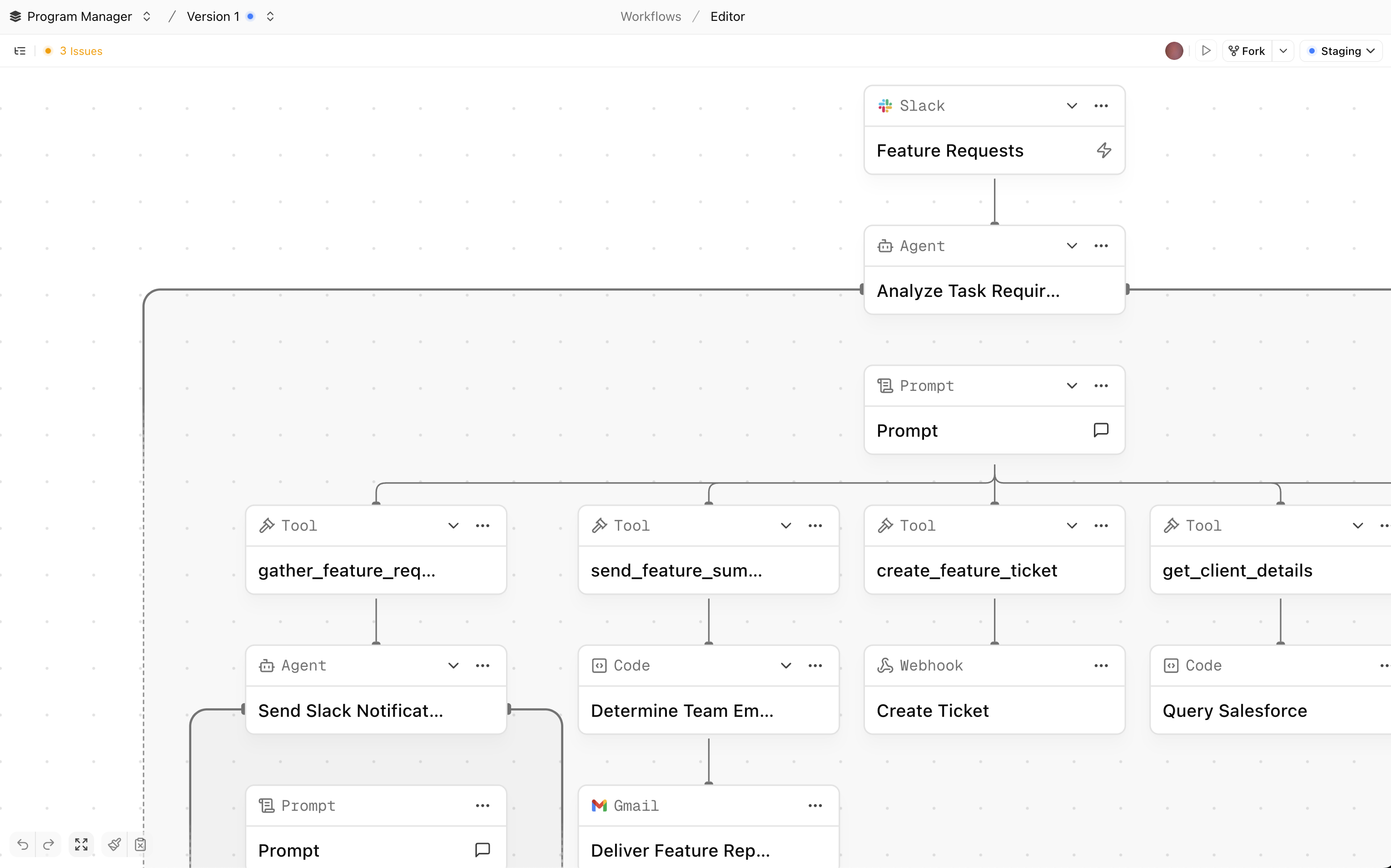 HappyRobot workflow builder canvas